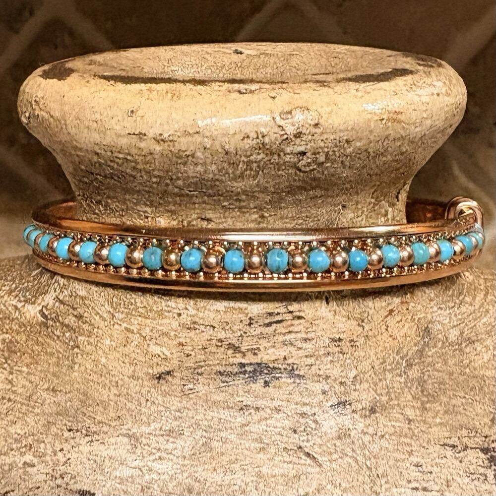 Bronze Milor Rose Gold and Turquoise Bangle Bracelet Made in Italy